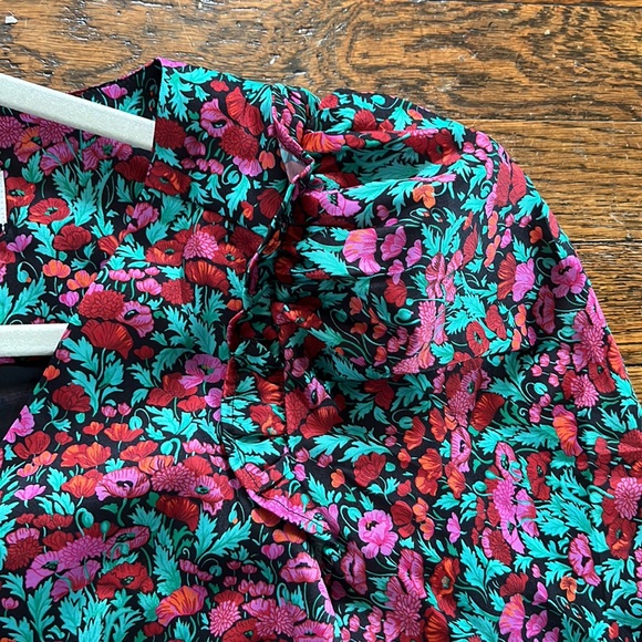 J.Crew Collection Drapey Puff-Sleeve Dress in Ratti Red Blooms - Picture 9 of 15